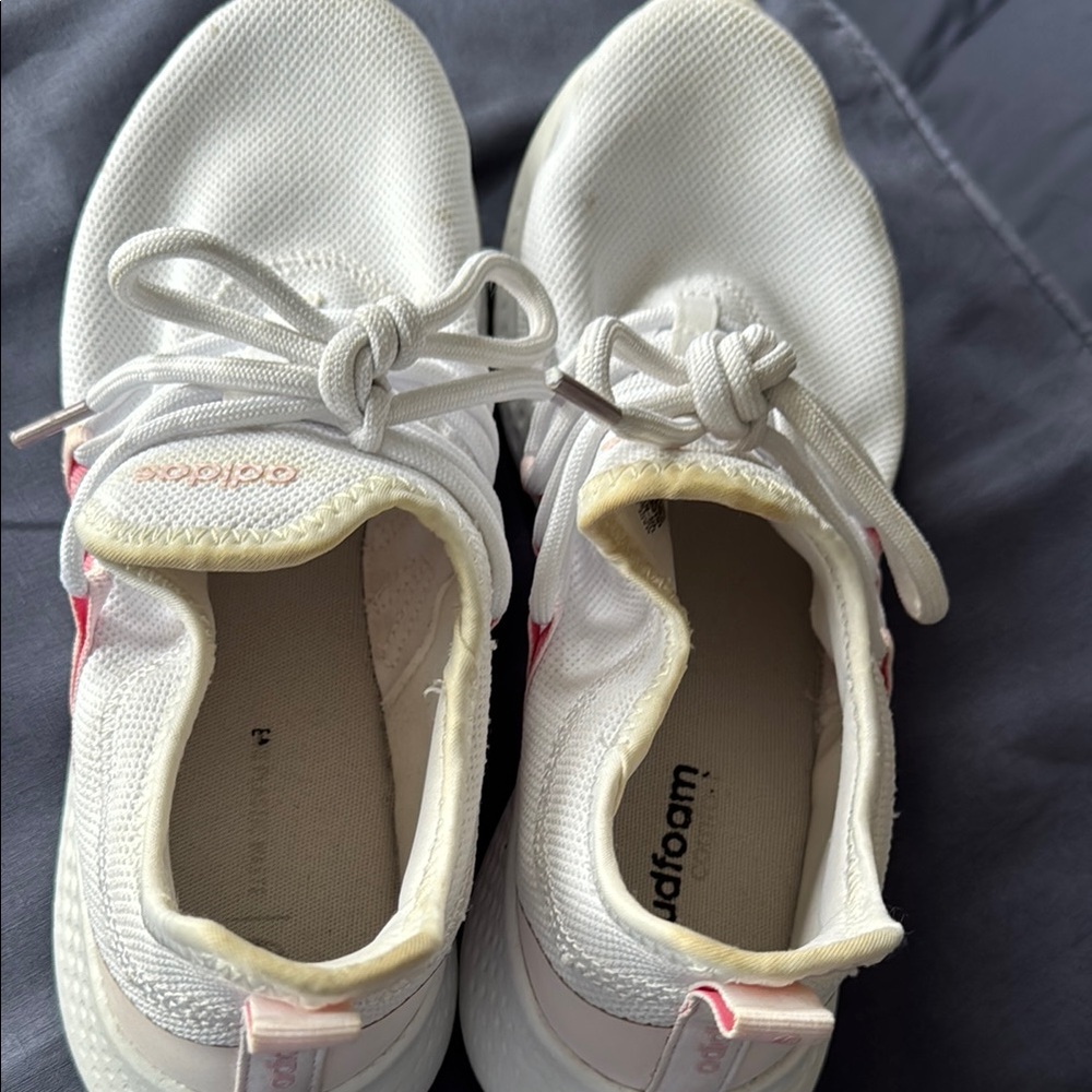 White Sneakers with Pink Accents